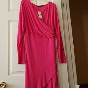 Fuchsia strappy wrap front dress